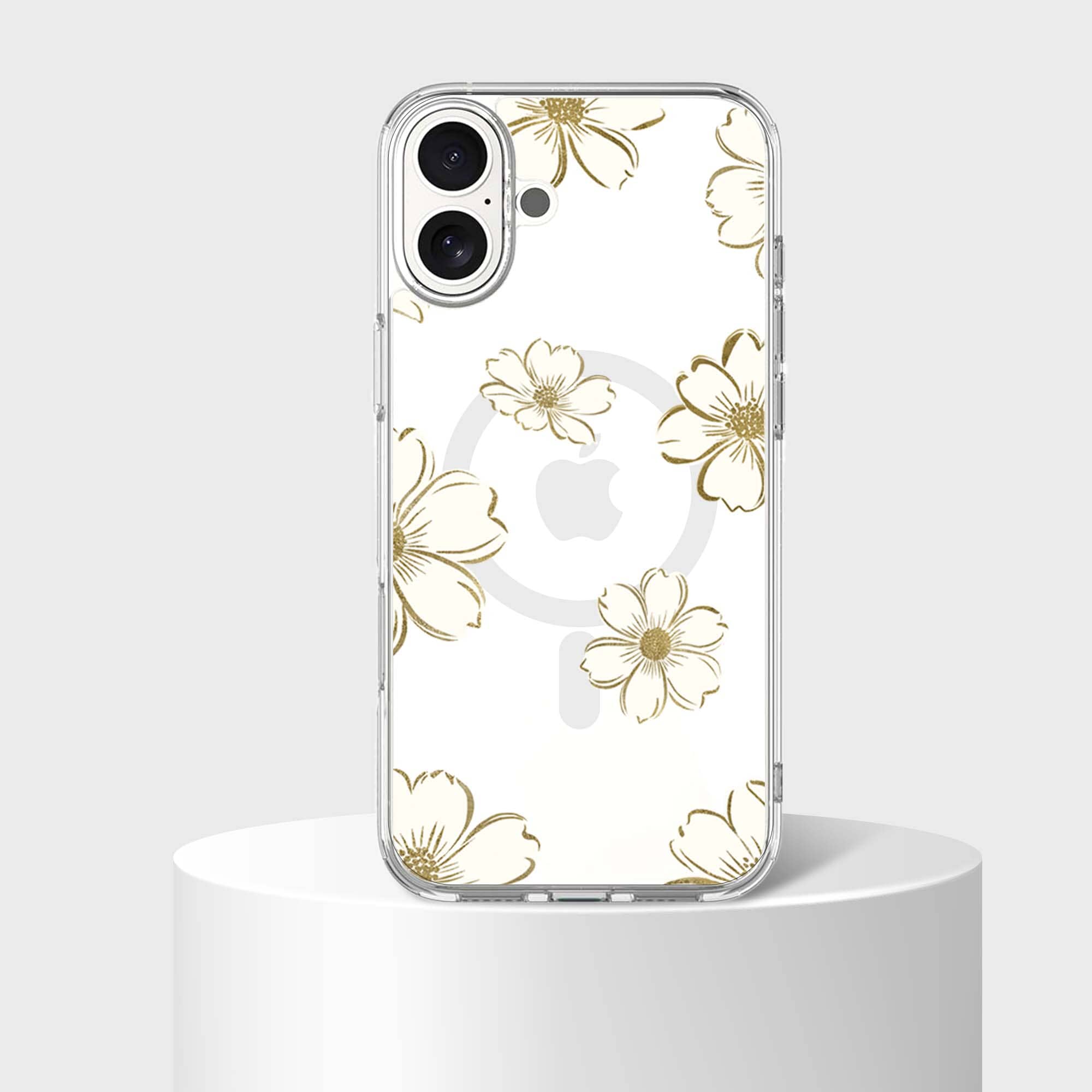 MagSafe iPhone 16 Gold Pattern Clear Case