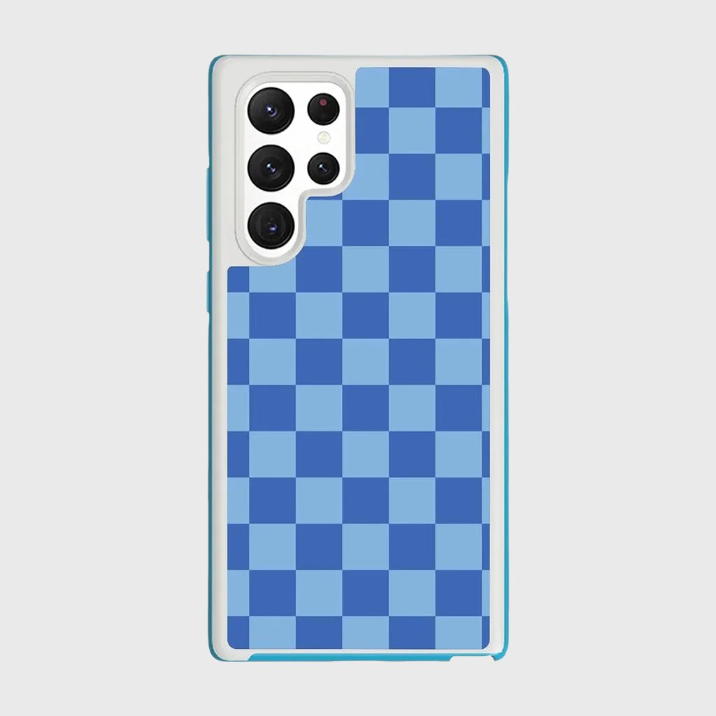 Blue Checkerboard Print Samsung S22 Ultra Case