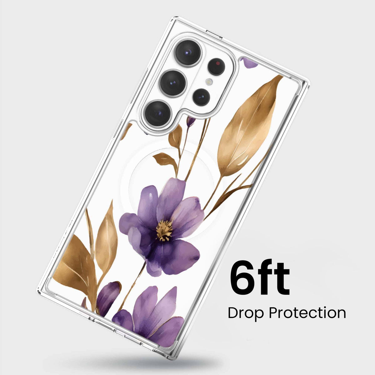 Samsung Galaxy S26 Ultra Clear Design Case - Purple Wildflower