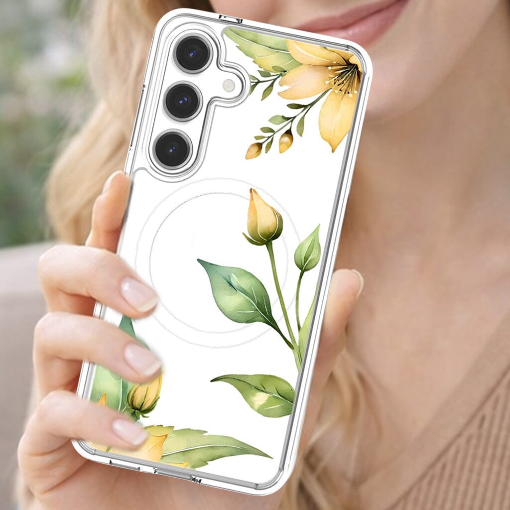 Samsung Galaxy S25 Yellow Wildflower Clear Case