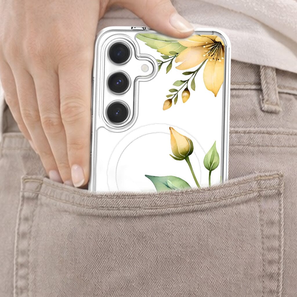 Samsung Galaxy S25 Yellow Wildflower Clear Case