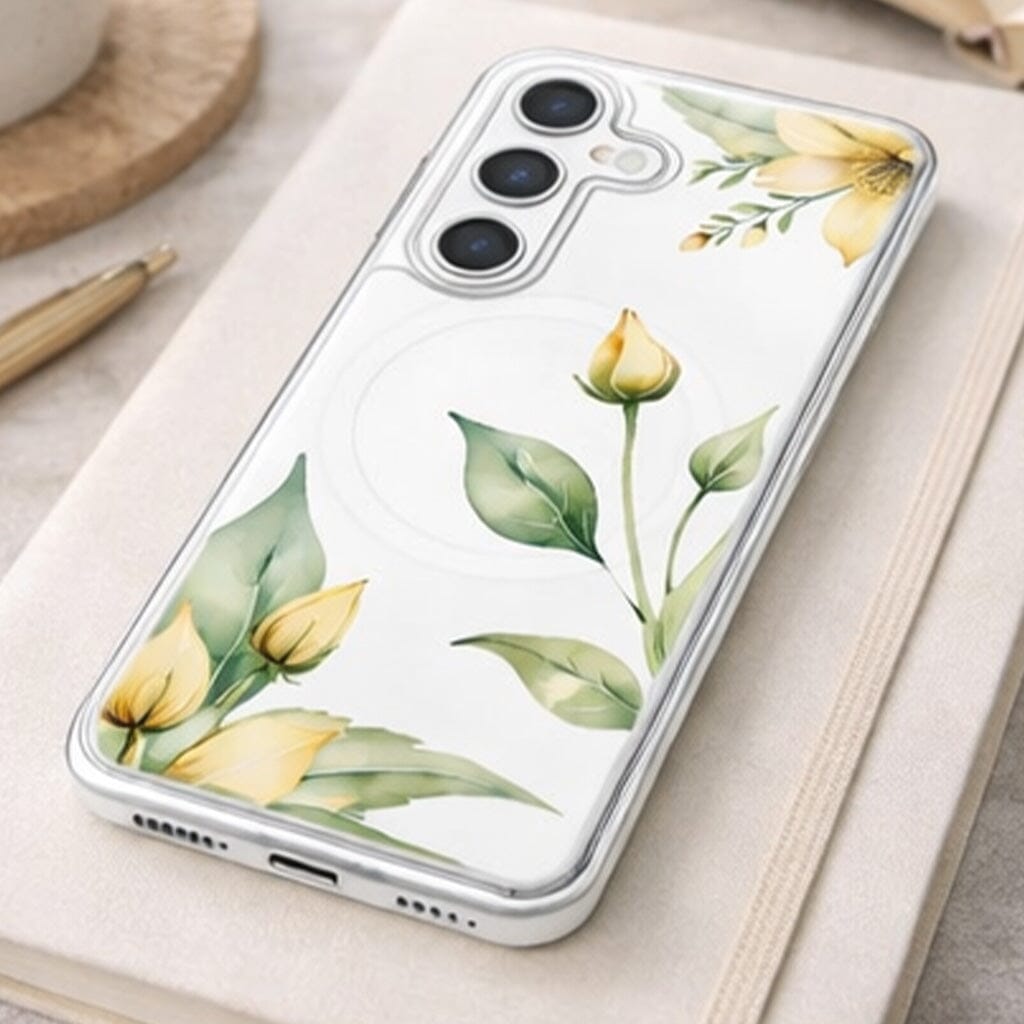 Samsung Galaxy S25 Yellow Wildflower Clear Case