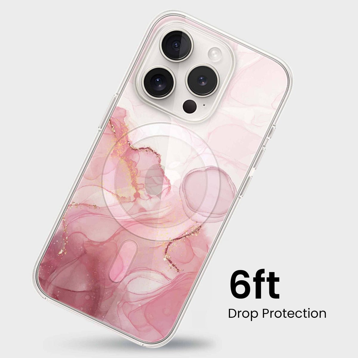 iPhone 15 Pro Case With MagSafe - Pink Marble