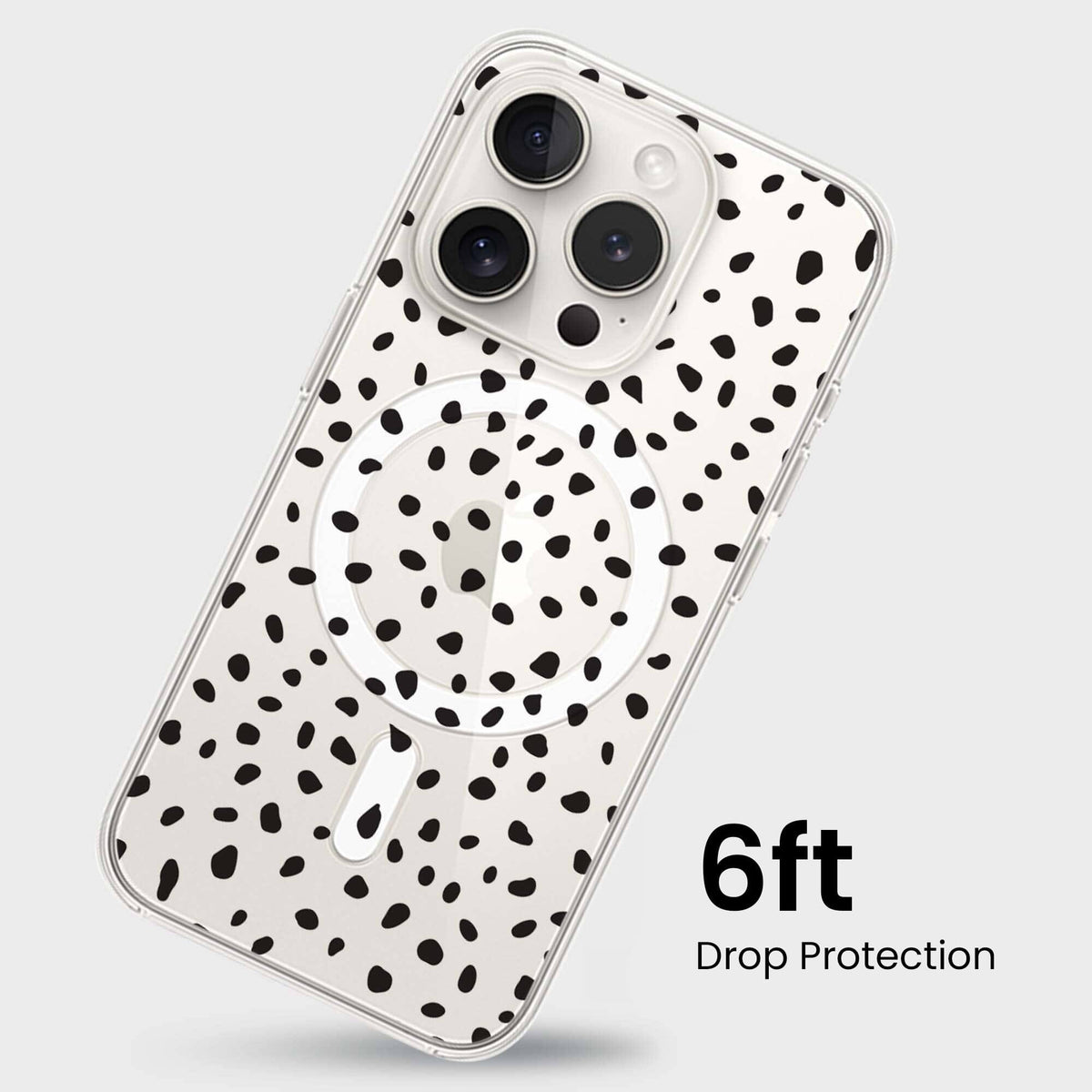 iPhone 15 Pro Case With MagSafe - White Polka