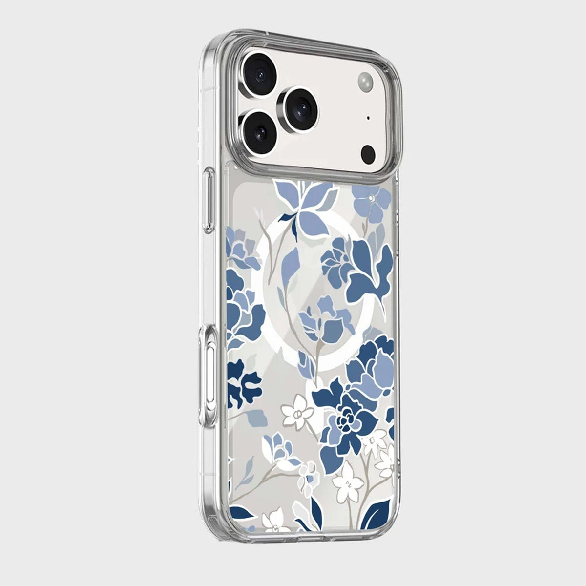 iPhone 18 Pro Max Blue Pattern Clear Case with MagSafe