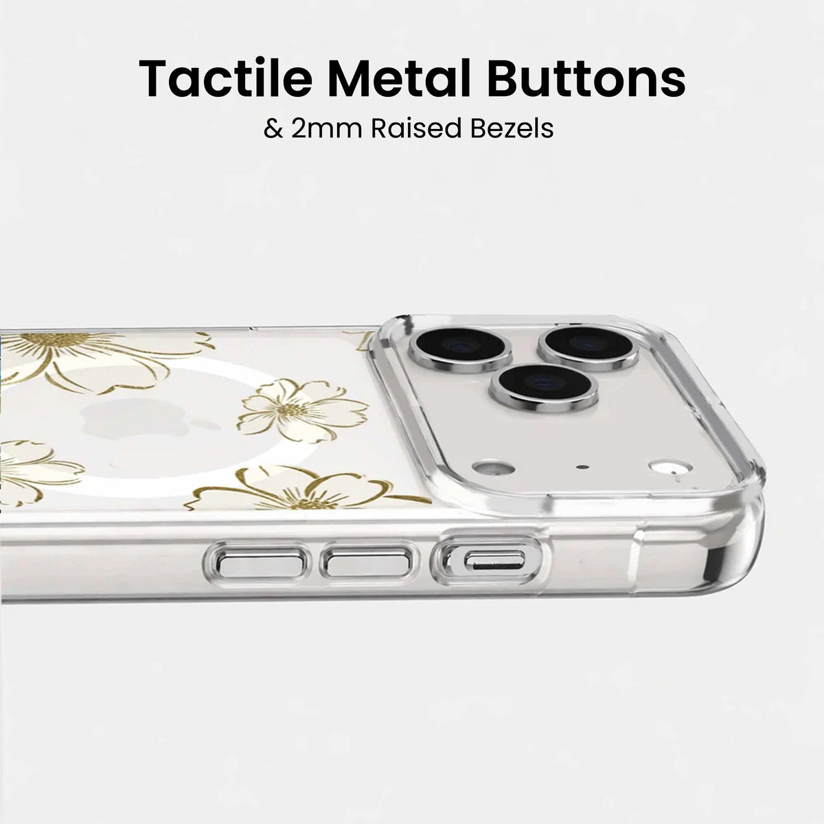 iPhone 18 Pro Max Gold Floral Clear Case with MagSafe