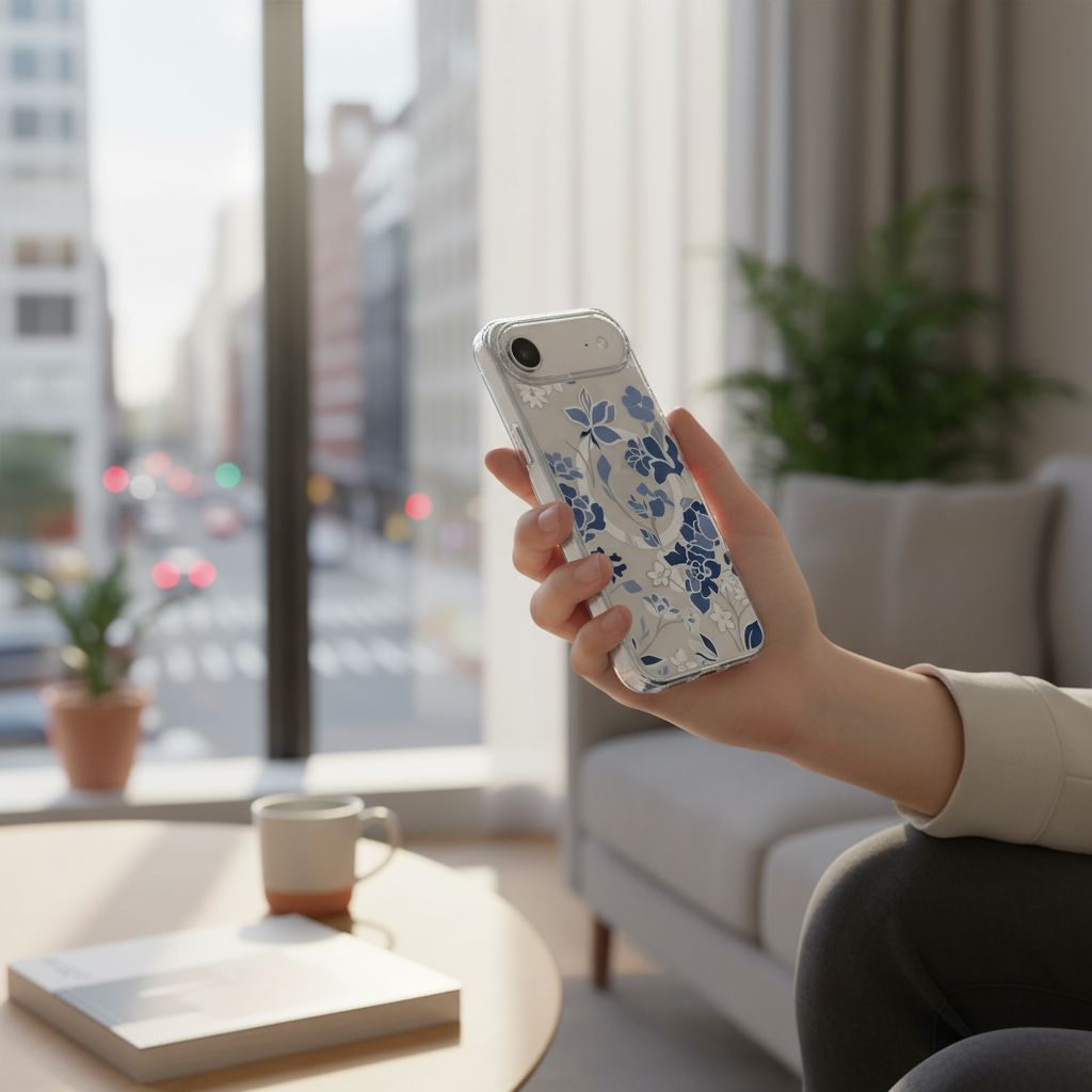 iPhone Air Blue Pattern Clear Case With MagSafe