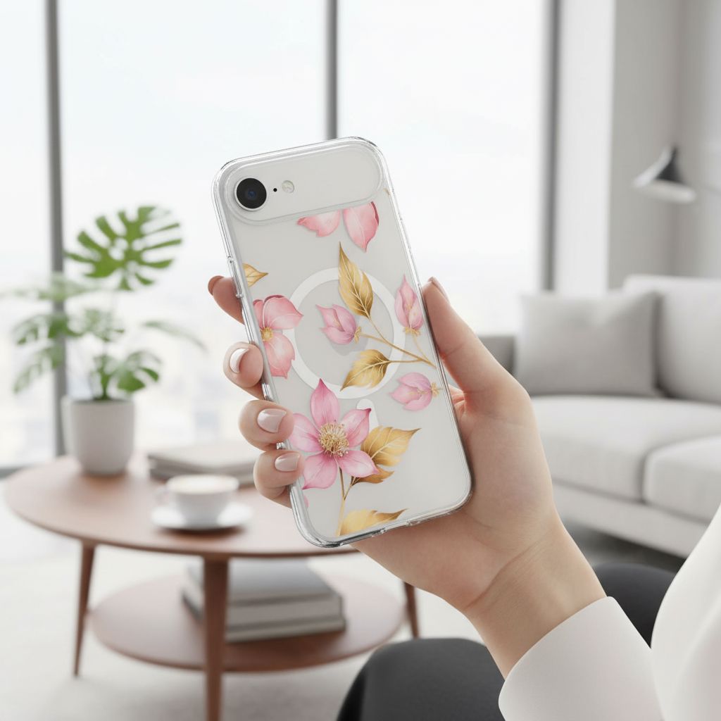 iPhone Air Pink Wildflower Clear Case With MagSafe