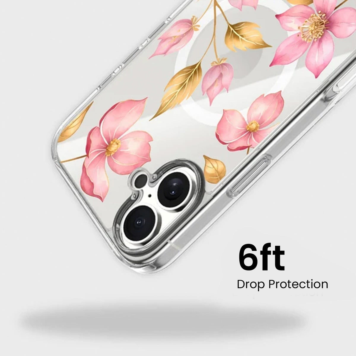 MagSafe iPhone 17 Pink Wildflower Clear Case