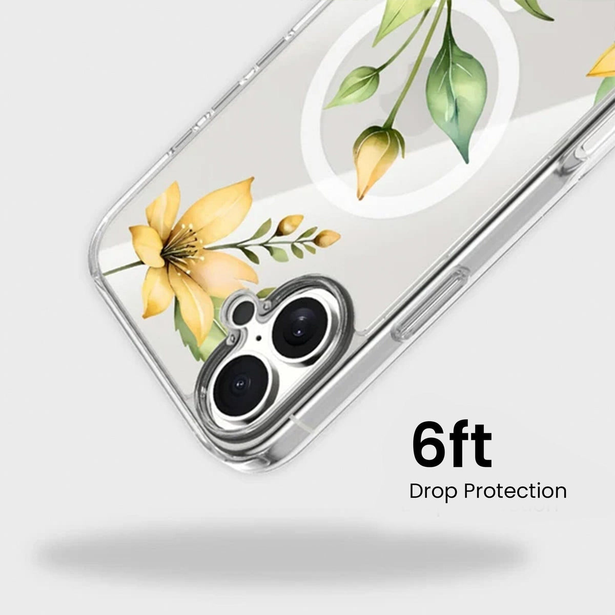 MagSafe iPhone 17 Yellow Wildflower Clear Case