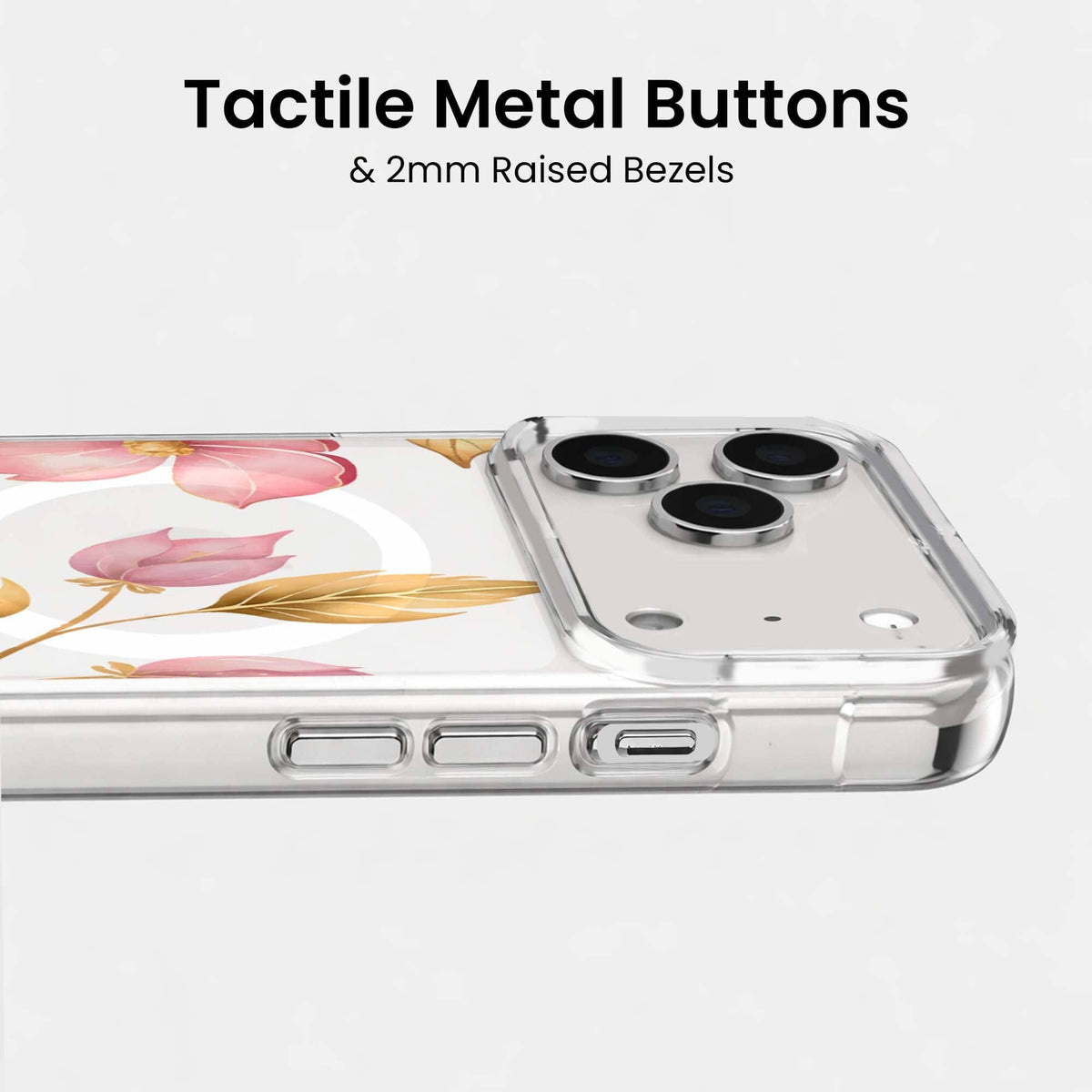 iPhone 18 Pro Max Pink Wildflower Clear Case with MagSafe