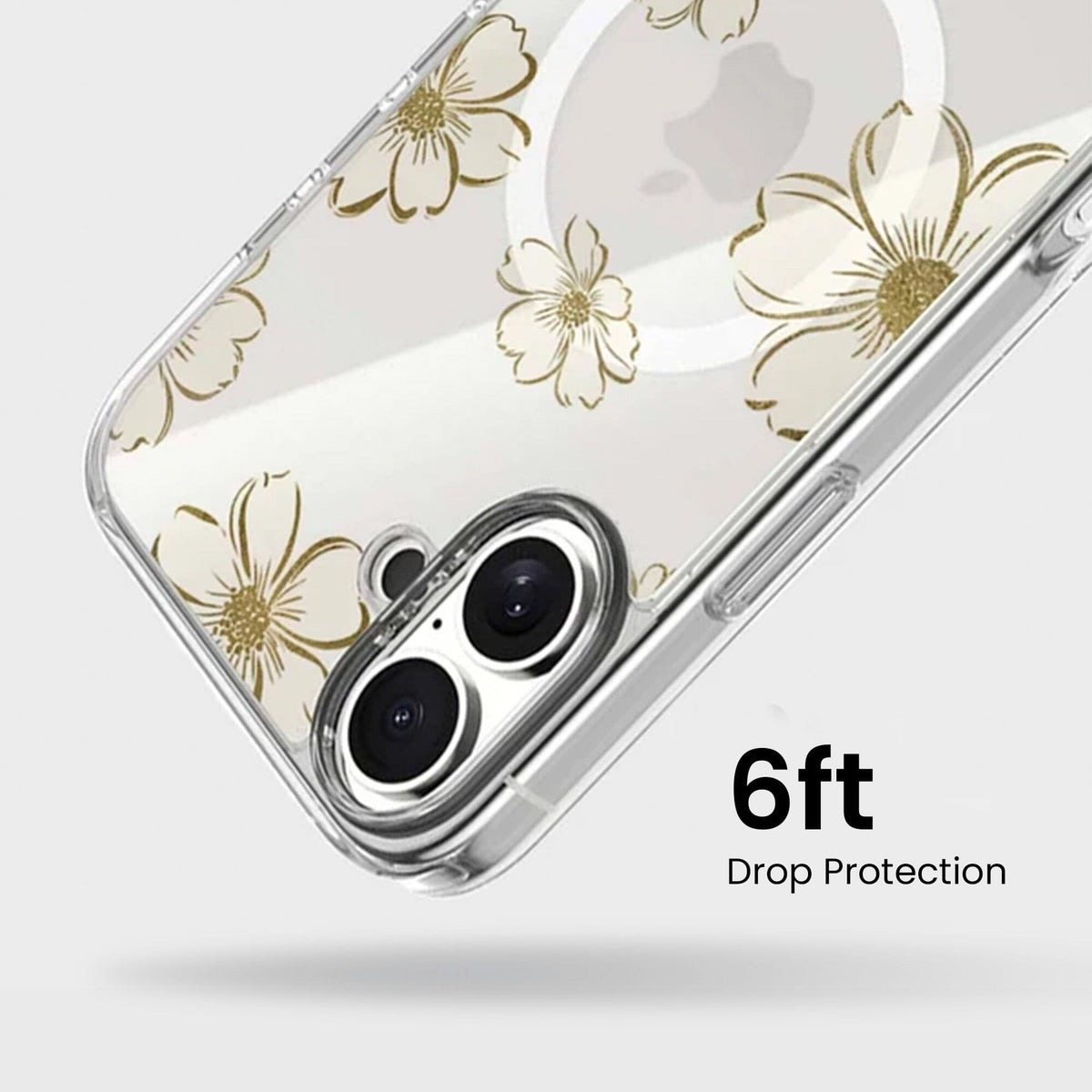 MagSafe iPhone 16 Gold Pattern Clear Case