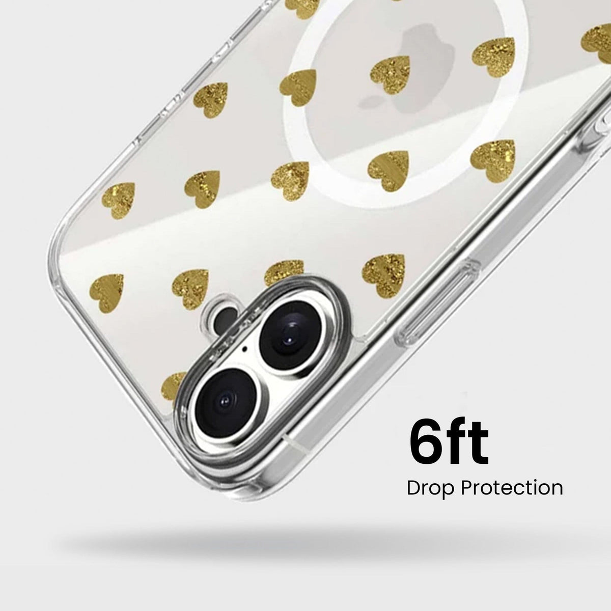 MagSafe iPhone 16 Gold Plum Heart Clear Case