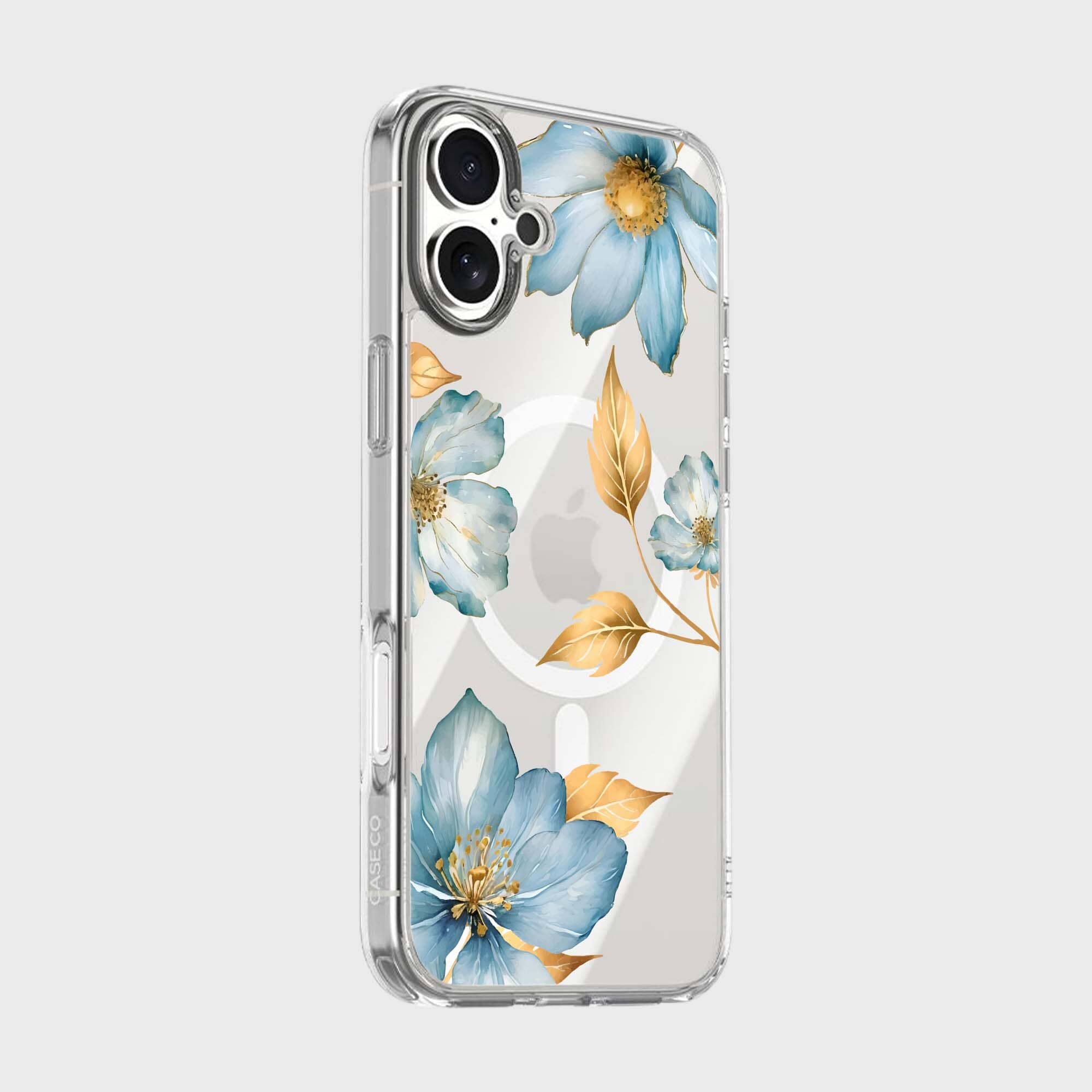 MagSafe iPhone 17 Blue Wildflower Clear Case