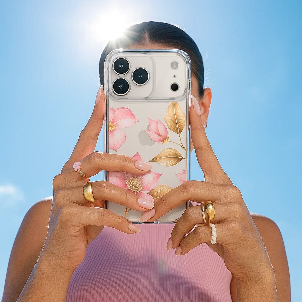 iPhone 17 Pro Max Pink Wildflower Clear Case With MagSafe