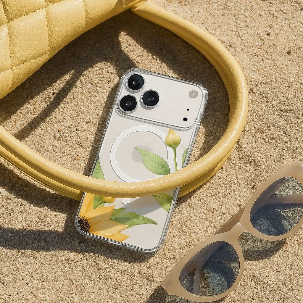 MagSafe iPhone 17 Pro Max Yellow Wildflower Clear Case