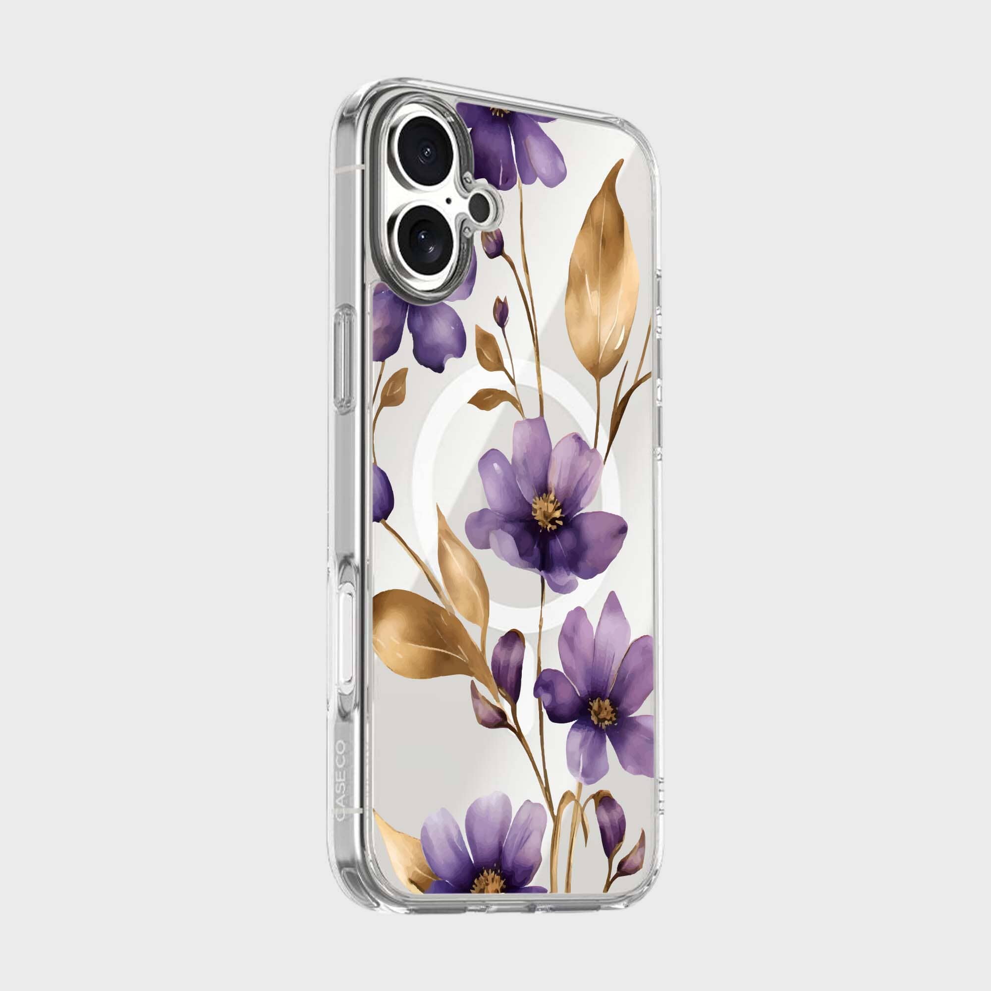 MagSafe iPhone 17 Purple Wildflower Clear Case