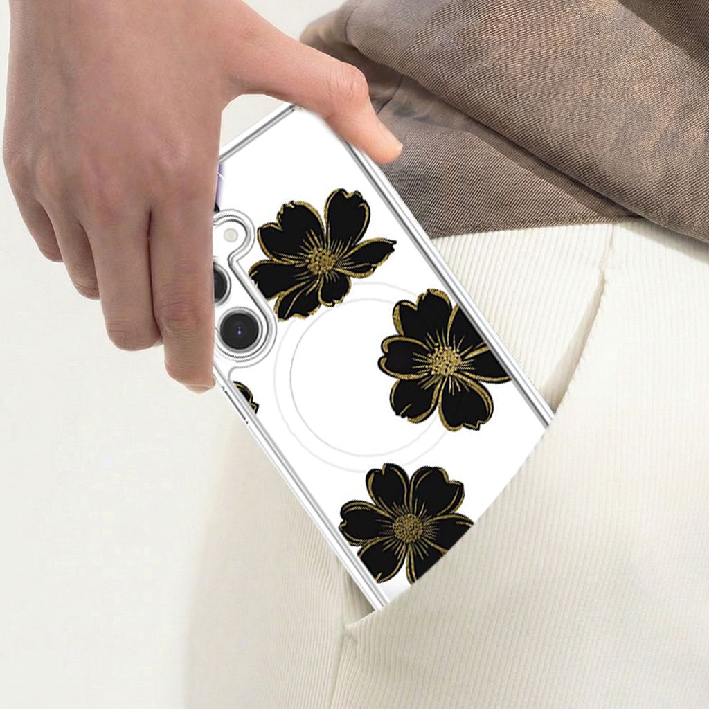 Samsung Galaxy S26 Black Flower Clear Case