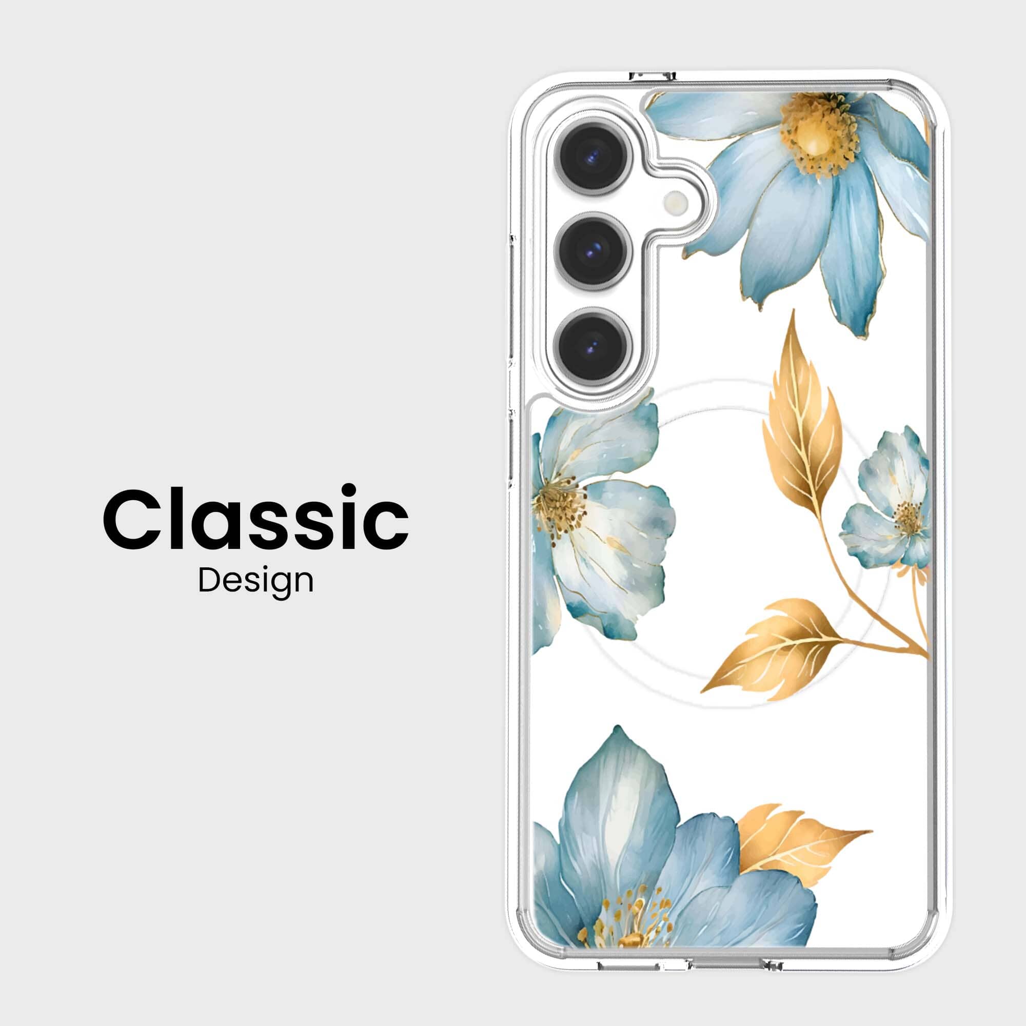 Samsung Galaxy S26 Blue Wildflower Clear Case