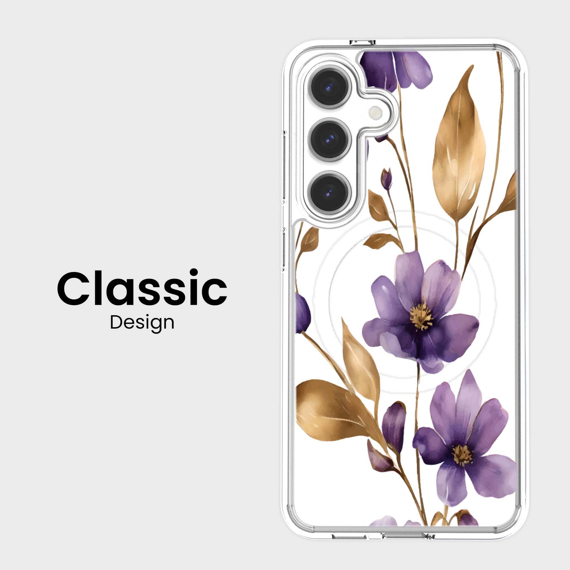 Samsung Galaxy S26 Clear Design Case - Purple Wildflower