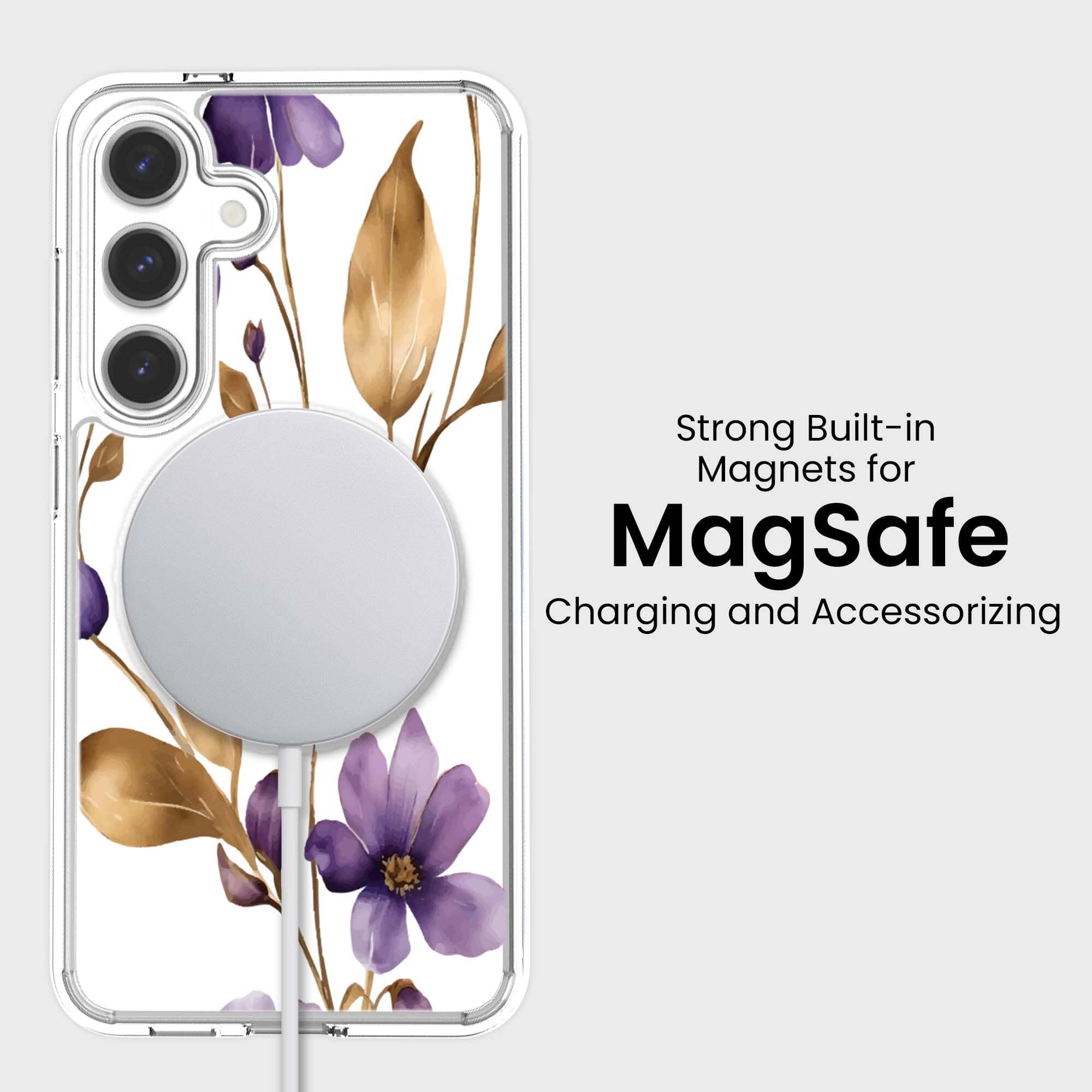 Samsung Galaxy S26 Clear Design Case - Purple Wildflower