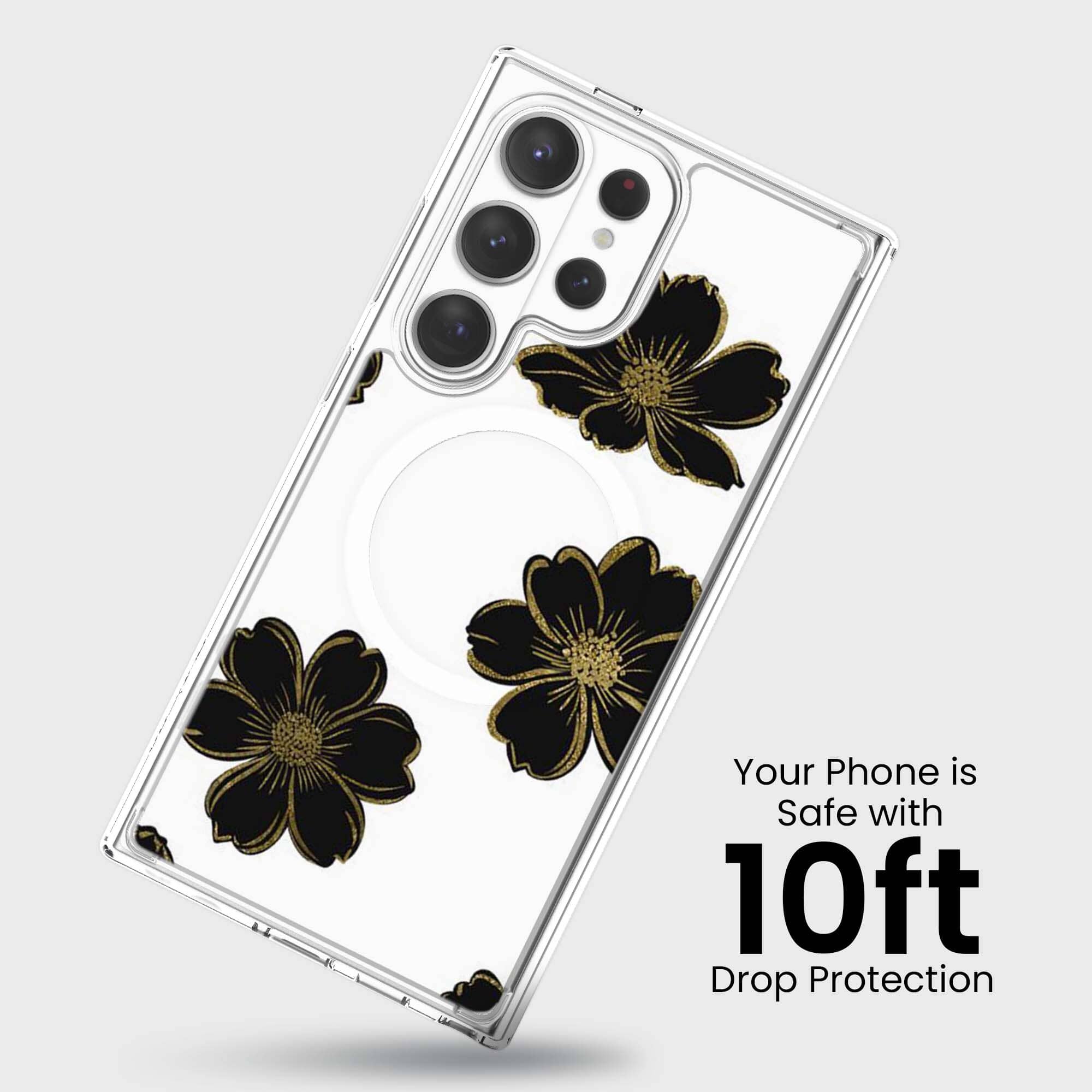 Samsung Galaxy S26 Ultra Black Flower Clear Case