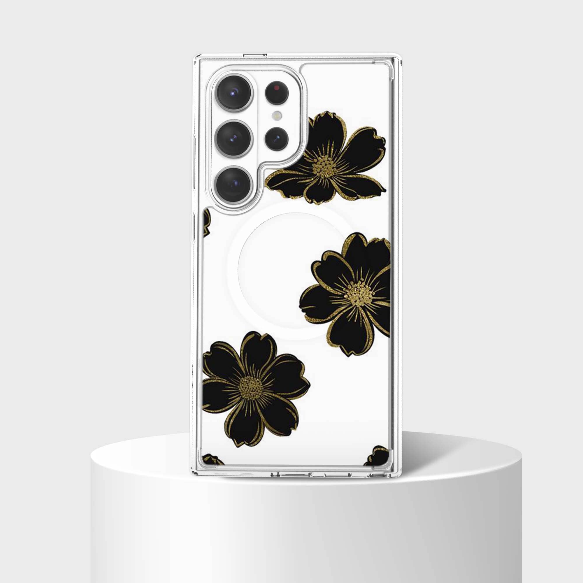 Samsung Galaxy S26 Ultra Black Flower Clear Case