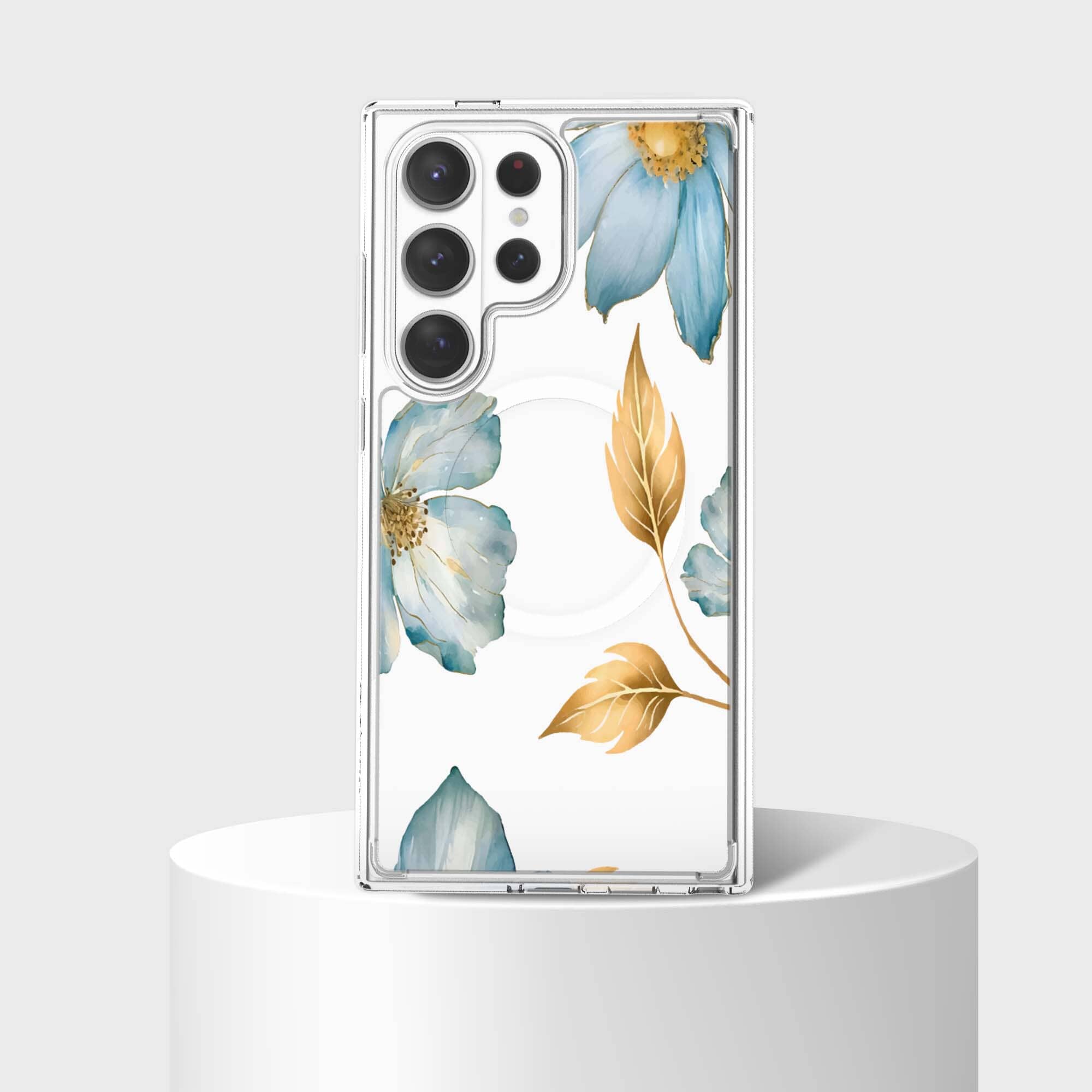 Samsung Galaxy S26 Ultra Blue Wildflower Clear Case