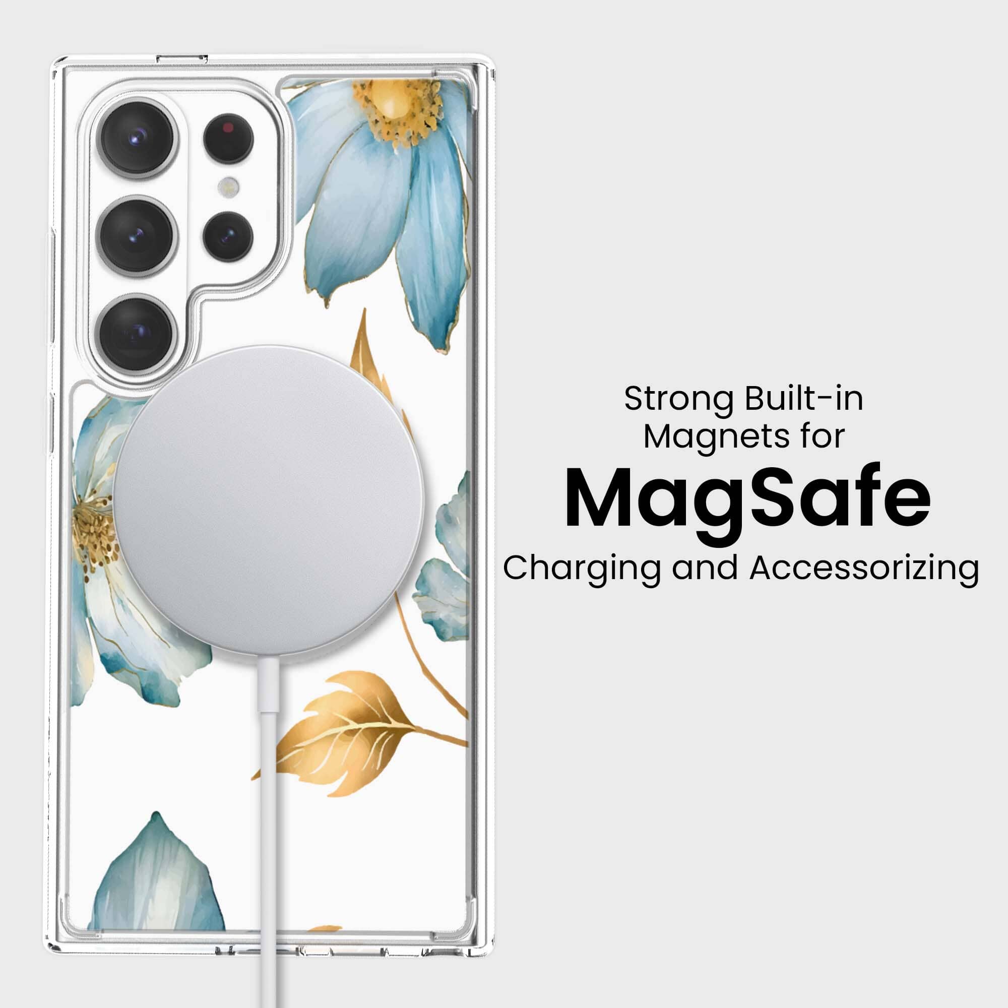 Samsung Galaxy S26 Ultra Blue Wildflower Clear Case