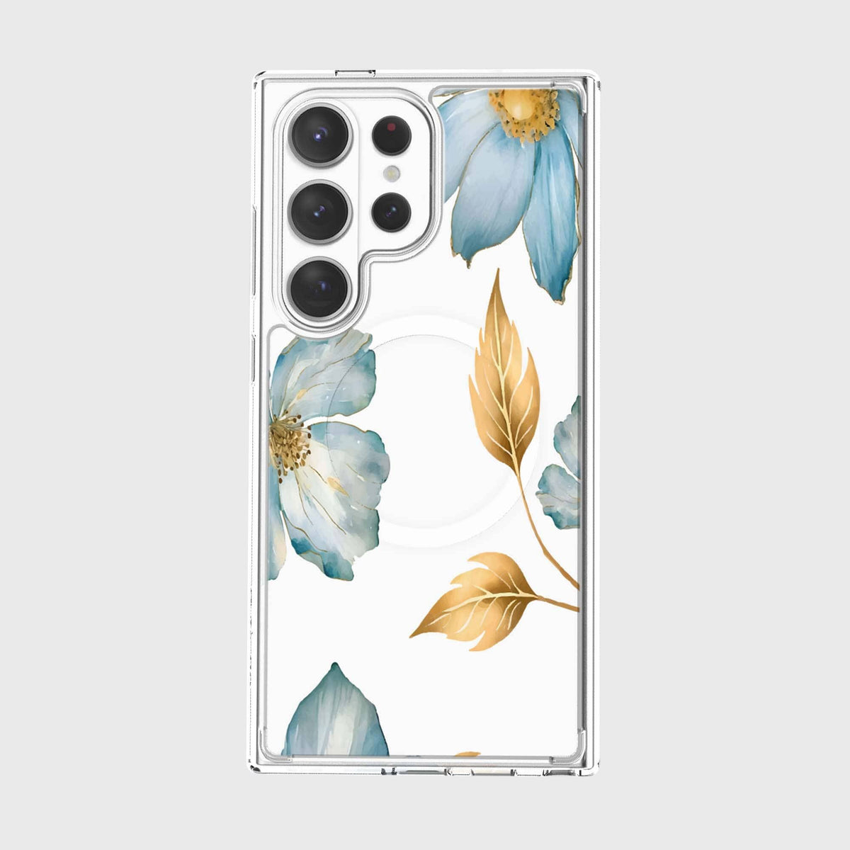 Samsung Galaxy S26 Ultra Blue Wildflower Clear Case