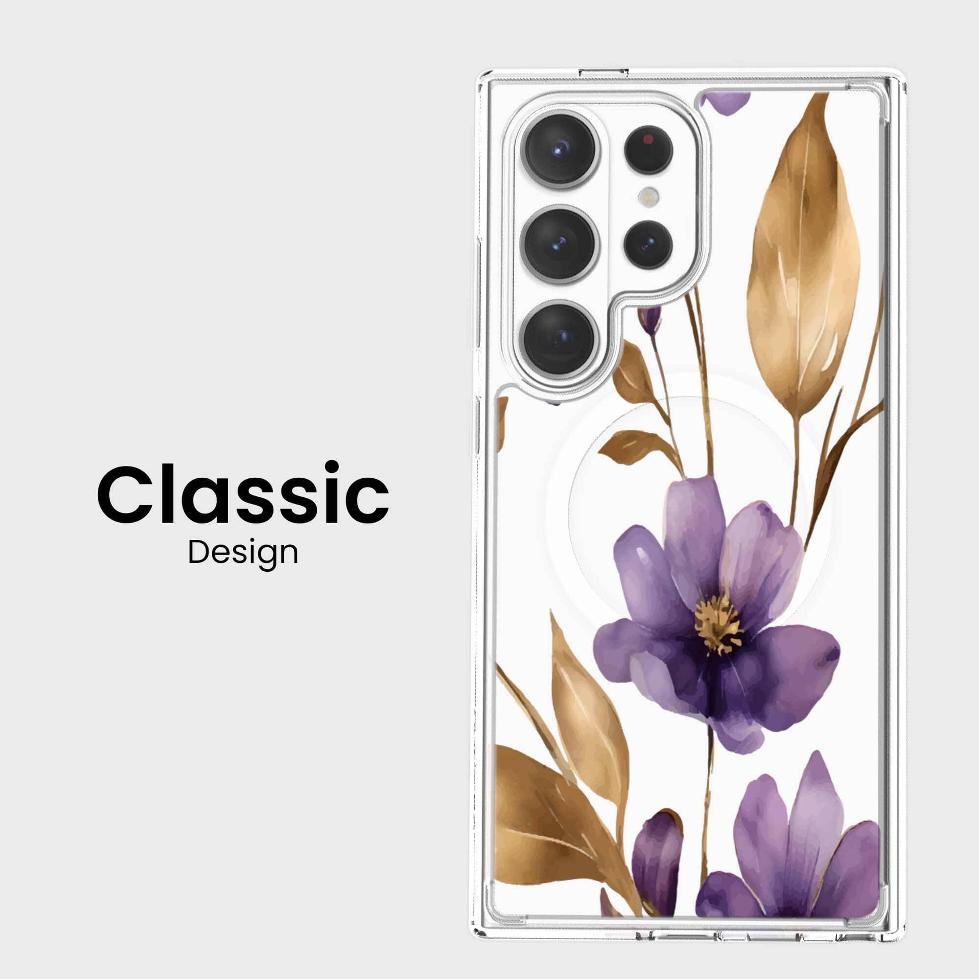 Samsung Galaxy S26 Ultra Clear Design Case - Purple Wildflower