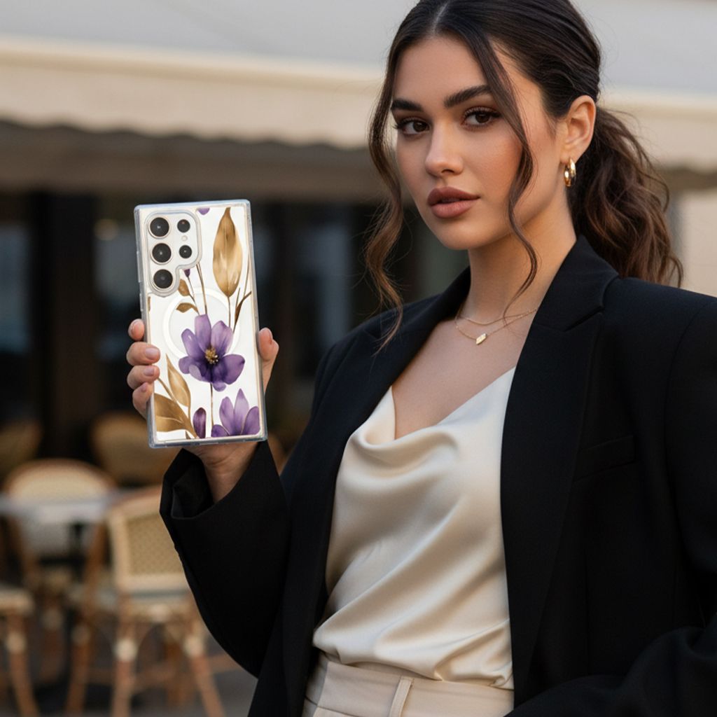 Samsung Galaxy S26 Ultra Clear Design Case - Purple Wildflower