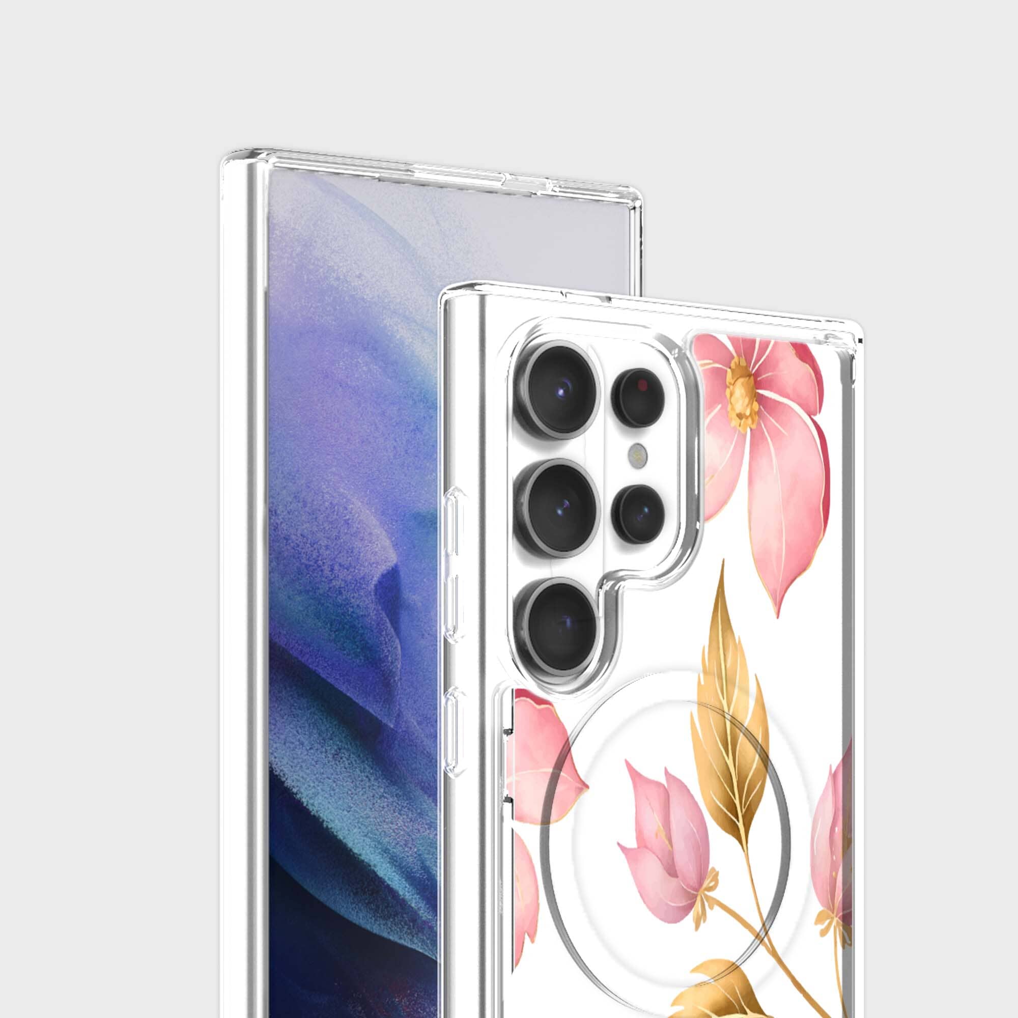 Samsung Galaxy S26 Ultra Pink Wildflower Clear Case