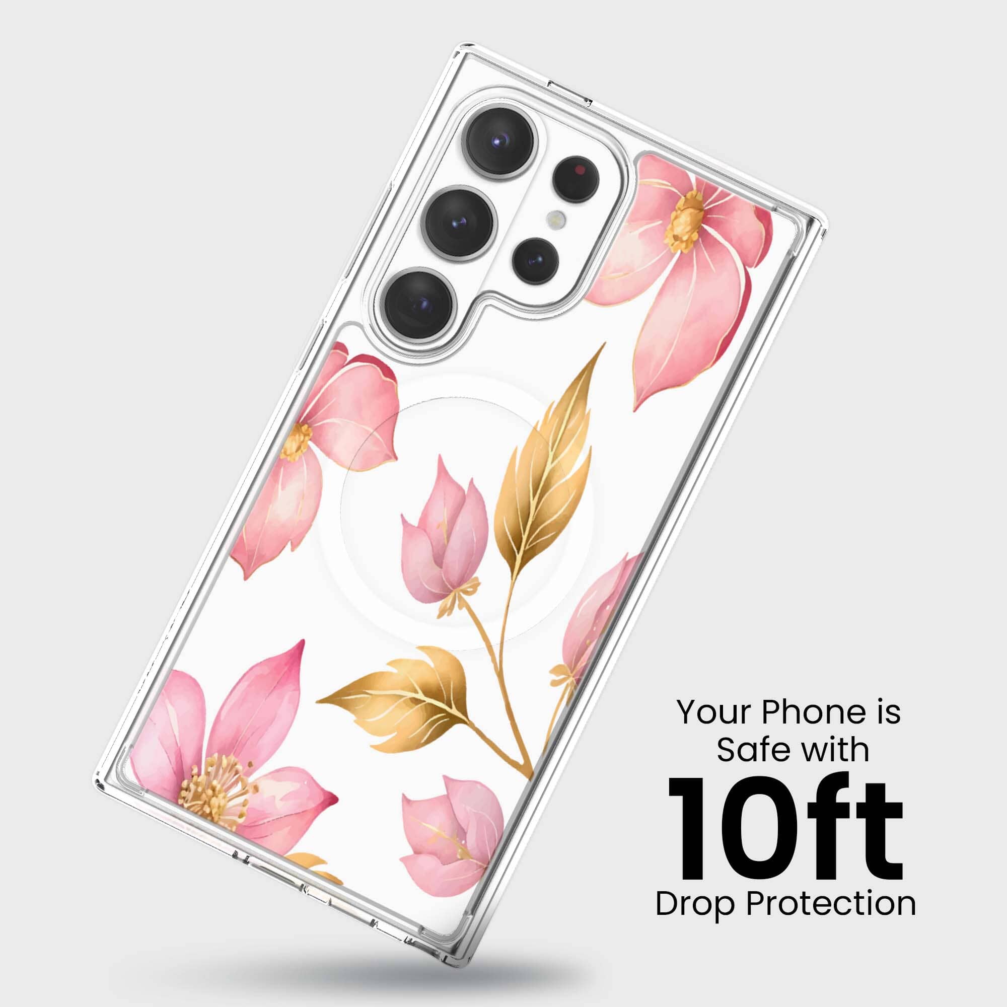 Samsung Galaxy S26 Ultra Pink Wildflower Clear Case