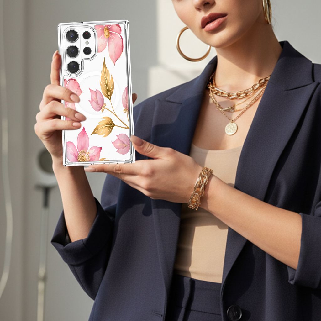 Samsung Galaxy S26 Ultra Pink Wildflower Clear Case
