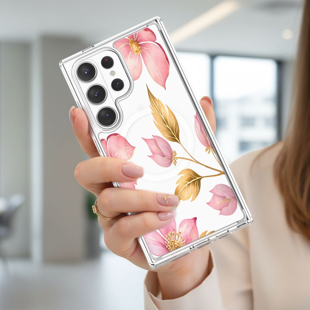 Samsung Galaxy S26 Ultra Pink Wildflower Clear Case