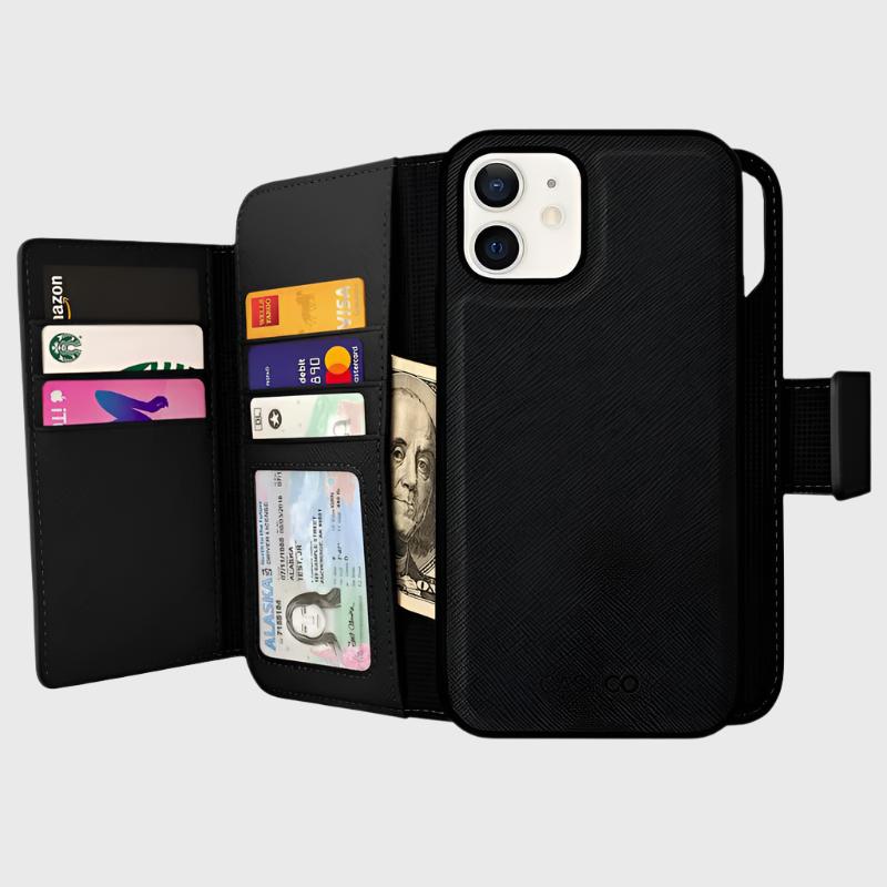 iPhone 12 Mini Wallet Case - Sunset Blvd - Black  - Card Holder