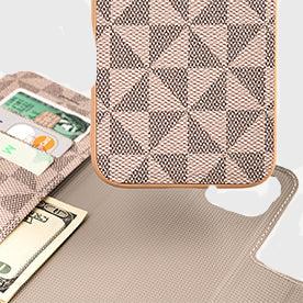 Leather wallet case for iPhone 12 Pro Max up close