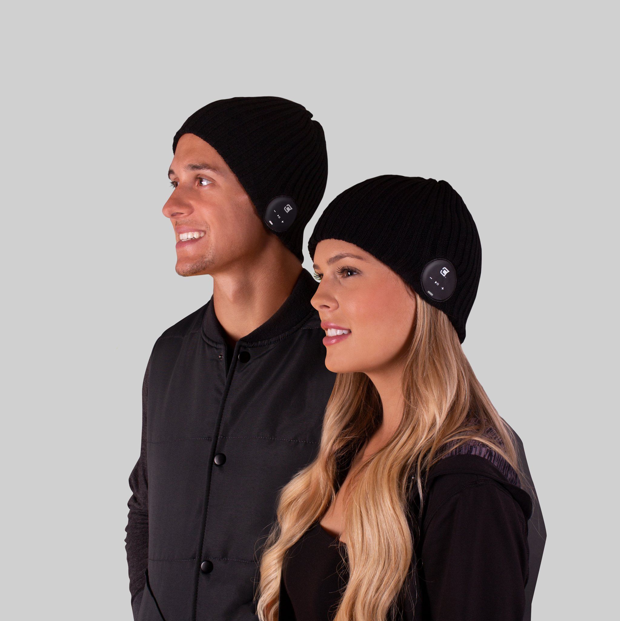 Blu Toque Wide Ribbed Bluetooth Beanie - Charcoal Black | Caseco Inc. (Side-Influencers 1)