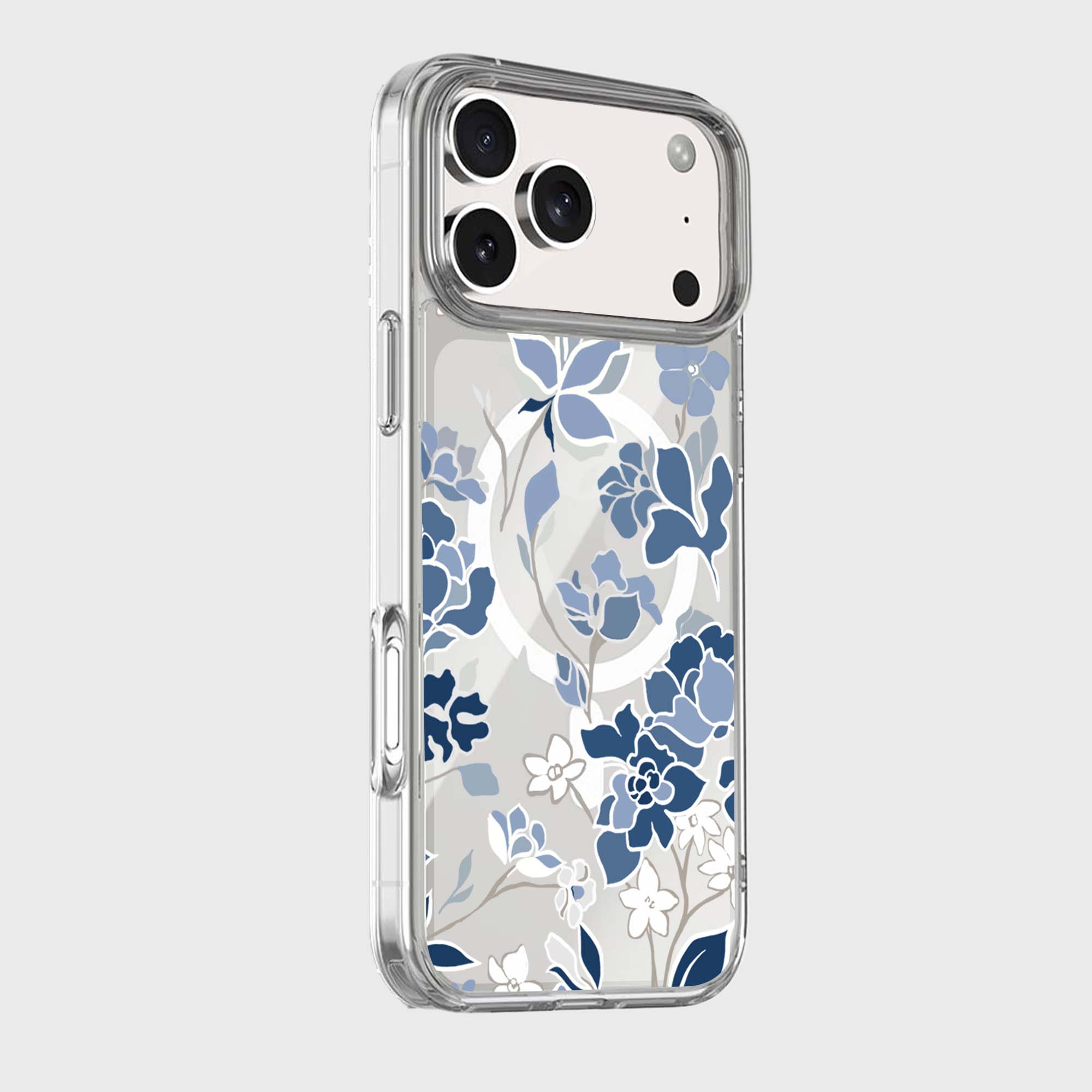 MagSafe iPhone 17 Pro Blue Pattern Clear Case
