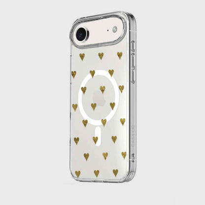 MagSafe iPhone Air Gold Hearts Clear Case