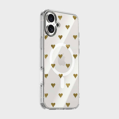 MagSafe iPhone 17 Gold Hearts Clear Case