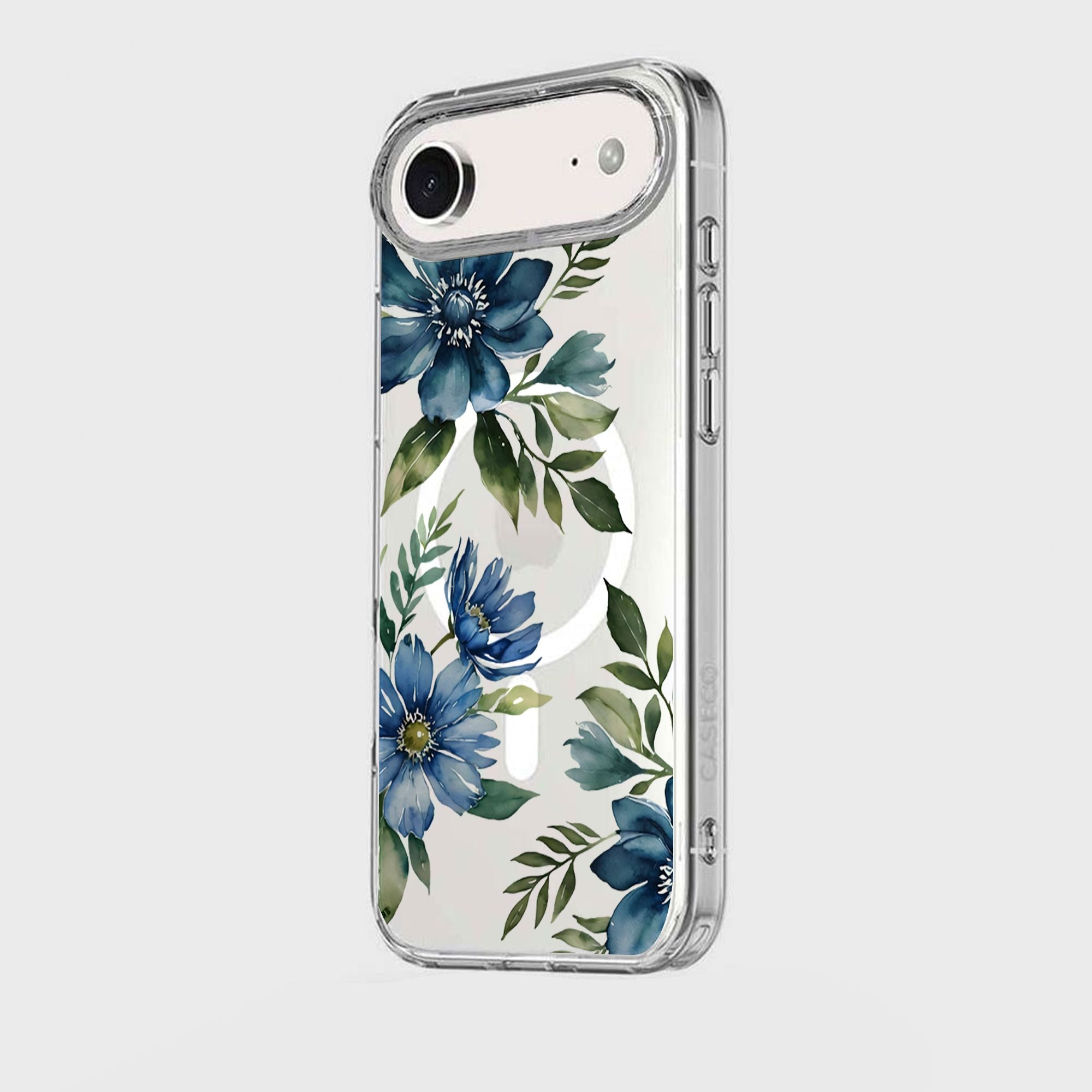 iPhone Air Blue Floral Clear Case With MagSafe