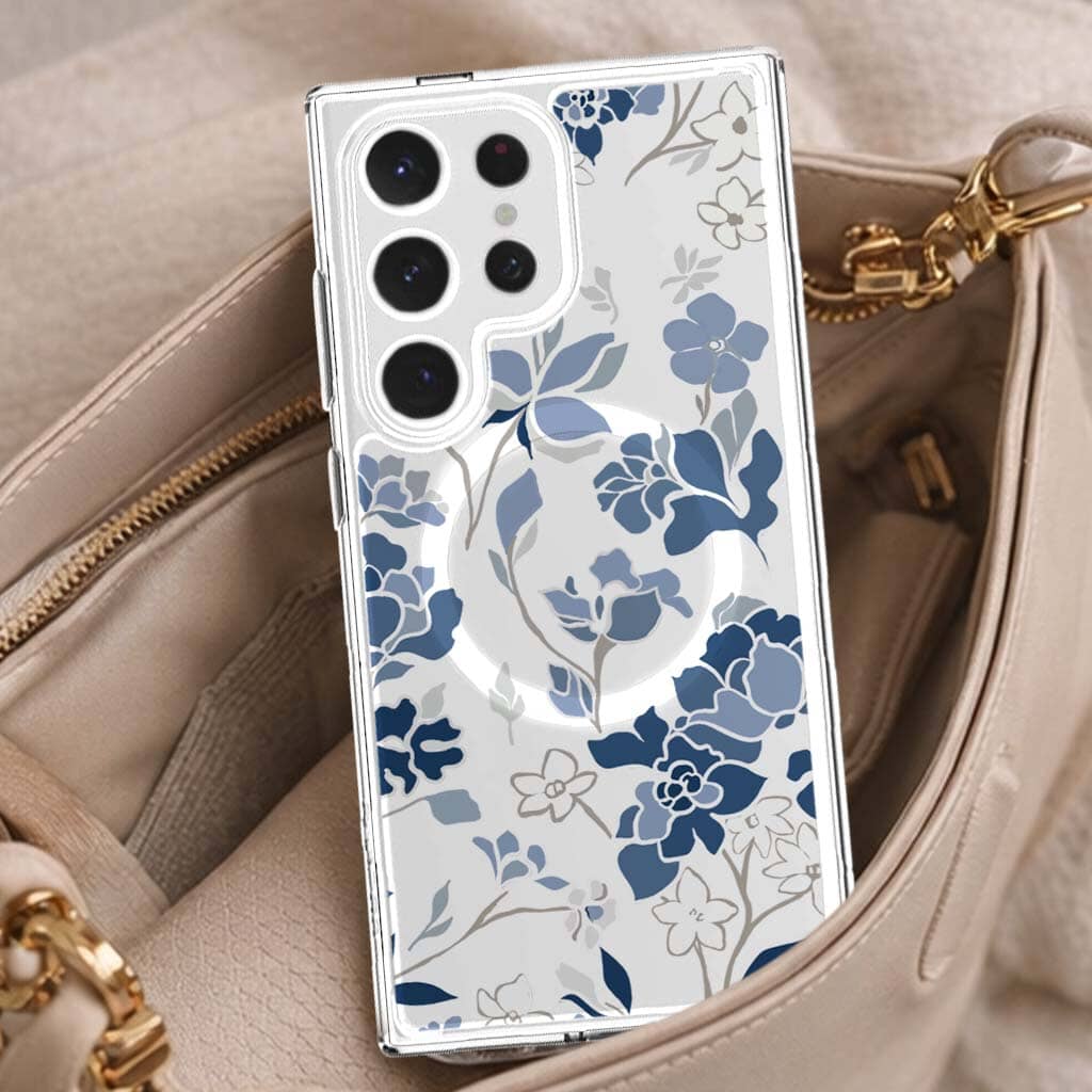 Samsung Galaxy S25 Ultra Blue Pattern Clear Case