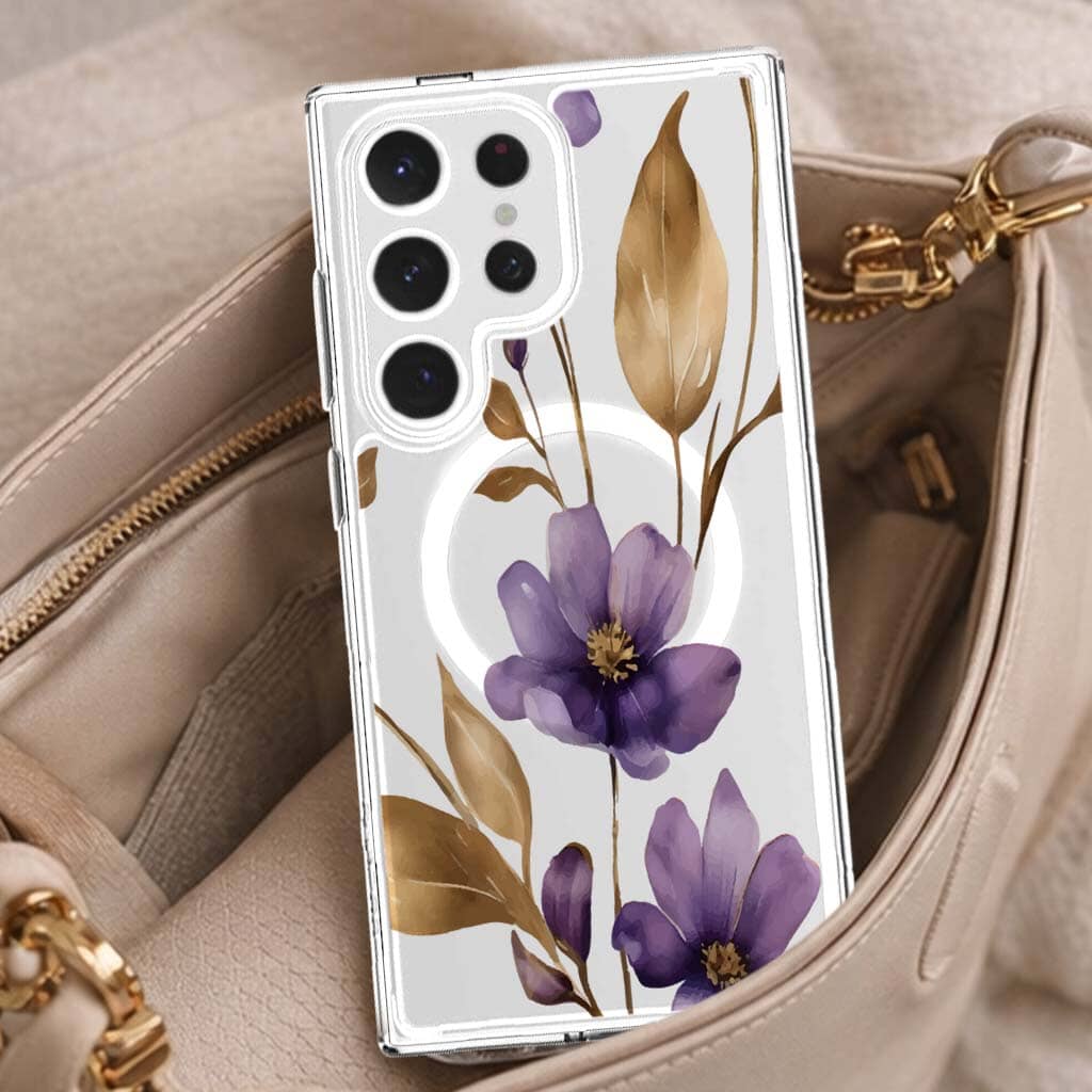 Samsung Galaxy S25 Ultra Clear Design Case - Purple Wildflower