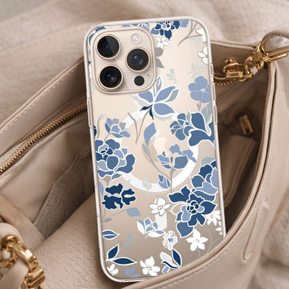 MagSafe iPhone 16 Pro Blue Pattern Clear Case