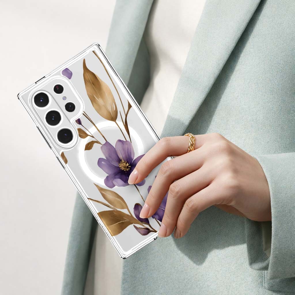 Samsung Galaxy S26 Ultra Clear Design Case - Purple Wildflower