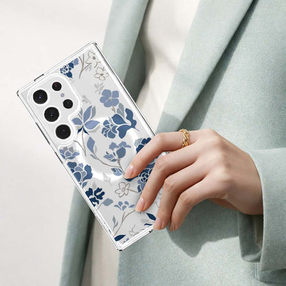 Samsung Galaxy S25 Ultra Blue Pattern Clear Case