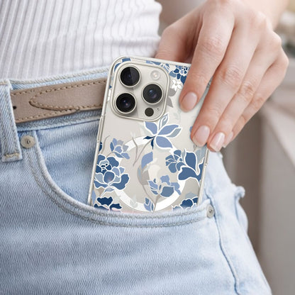 MagSafe iPhone 16 Pro Blue Pattern Clear Case