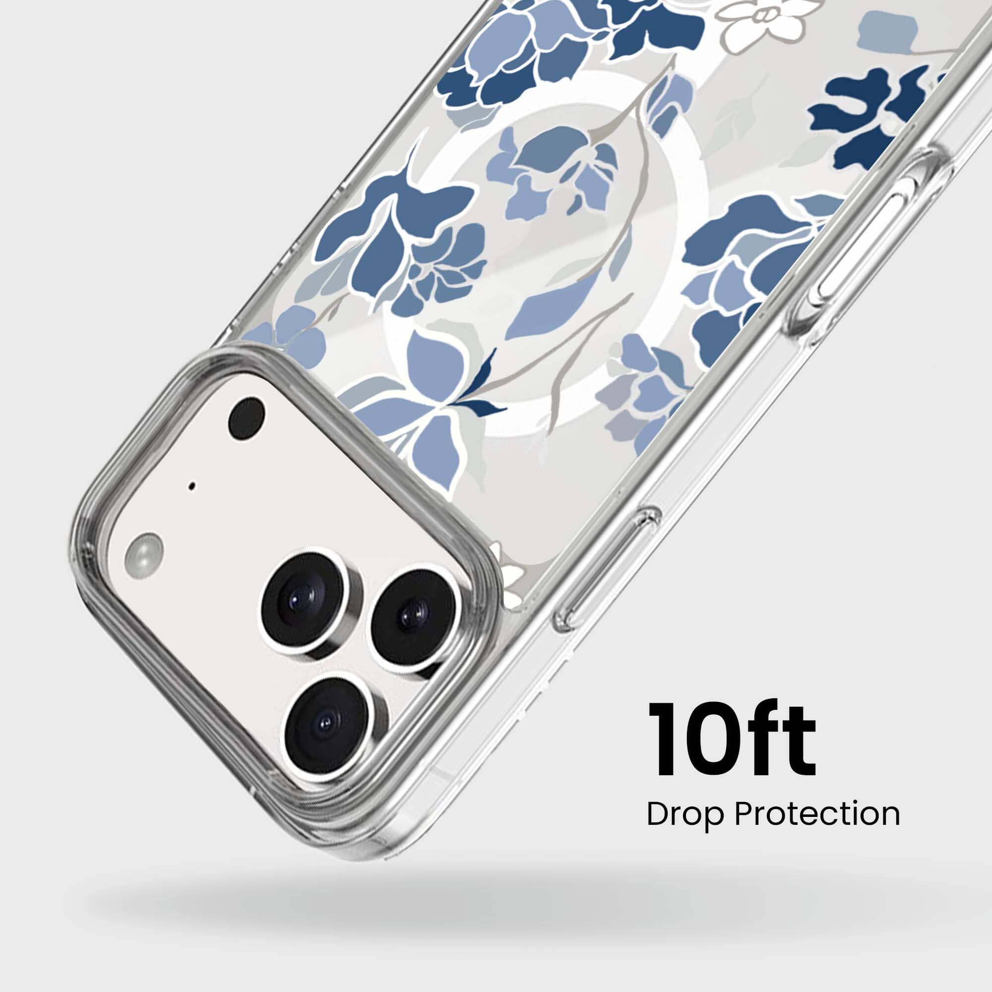 MagSafe iPhone 17 Pro Blue Pattern Clear Case